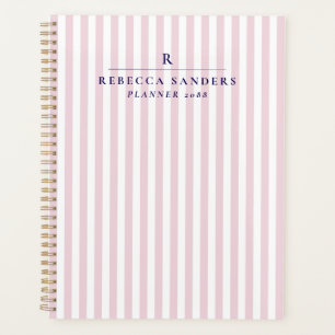 Planificateur élégant avec monogramme et rayures r