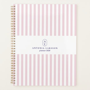Planificateur élégant avec monogramme et rayures r