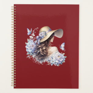 Planificateur élégant de dame florale bleue