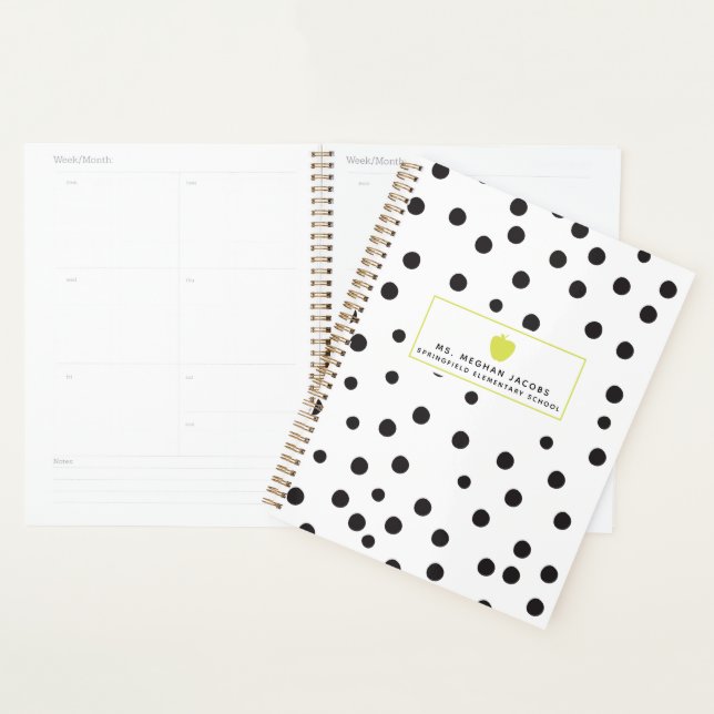 Planificateur enseignant Polka Dot Neon (Devant avec enveloppe)