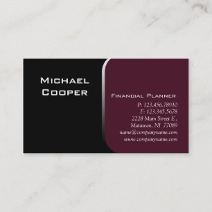 Planificateur financier de carte de visite