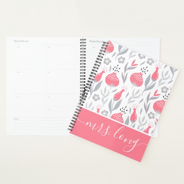 Planificateur floral pour enseignant (Devant avec enveloppe)
