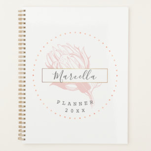 Planificateur floral rose monogramme moderne