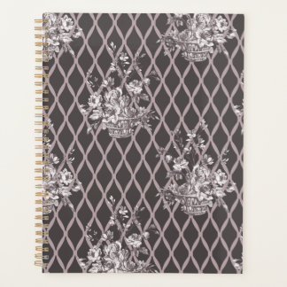 Planificateur floral vintage personnalisé en gris