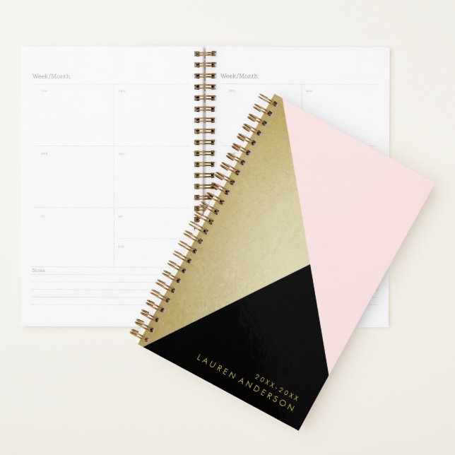 Planificateur géométrique géométrique de plan d'or (Devant avec enveloppe)