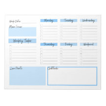 Planificateur Hebdomadaire Avec Bloc-Notes Bleu Gr