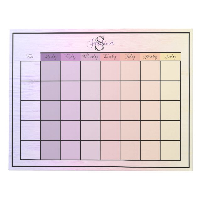 Planificateur hebdomadaire Bloc-notes couleur jaun (Devant)