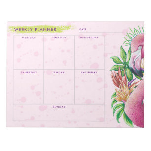 Planificateur hebdomadaire bloc-notes rose floral 