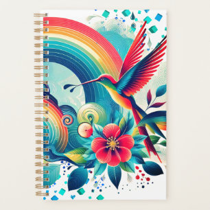 Planificateur hebdomadaire Retro Rainbow Hummingbi