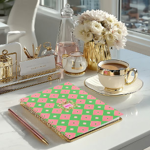 Planificateur Luxueux Harlequin Rose & Vert avec M