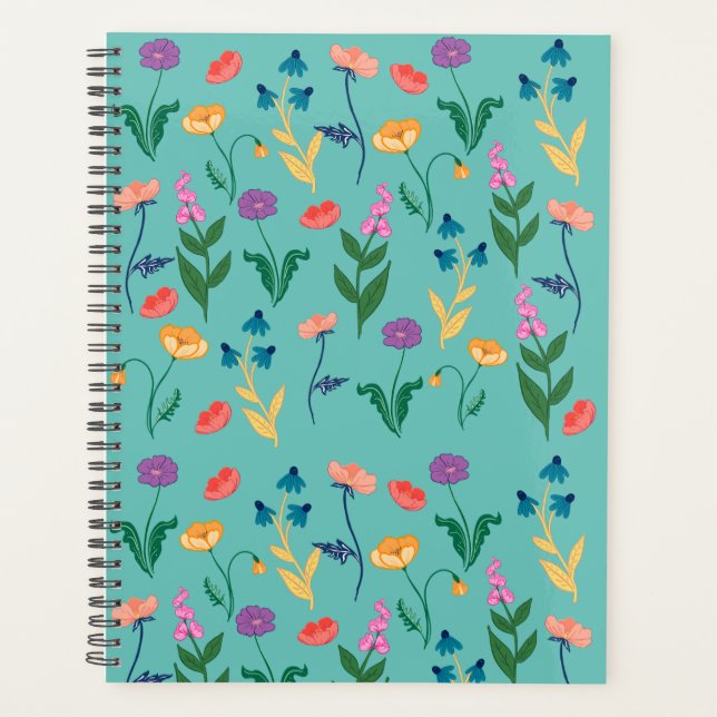 Planificateur mensuel fleur sauvage en turquoise (Devant)