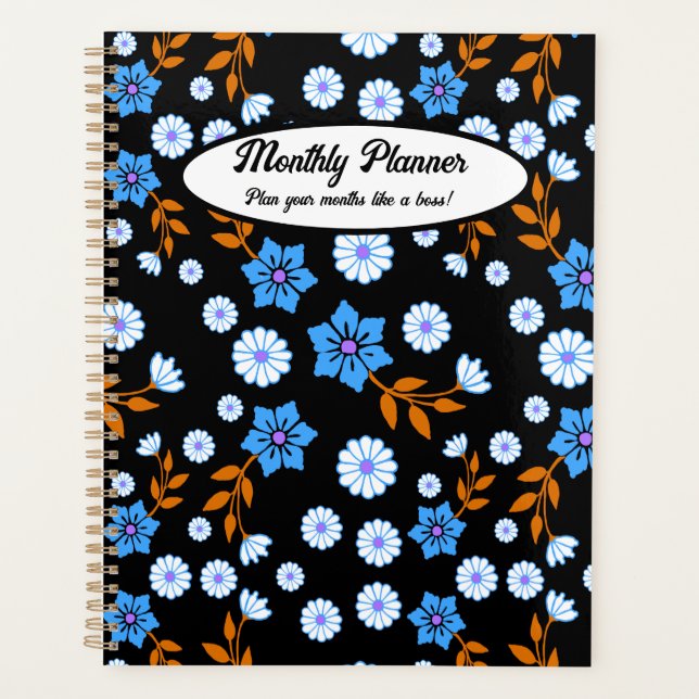 Planificateur mensuel Floral bleu (Devant)