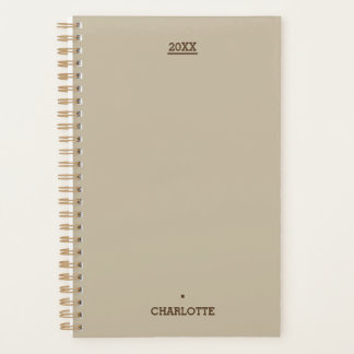Planificateur minimal Taupe personnalisé sur 12 mo