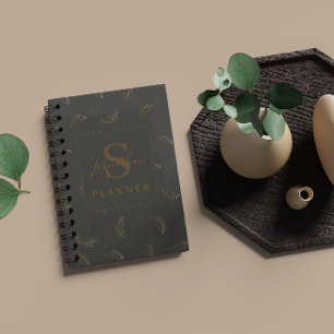 Planificateur Moderne Monogramme Entreprise Noir -