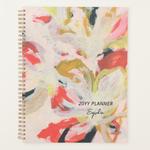 Planificateur Personnalisé avec Art Floral Abstrai