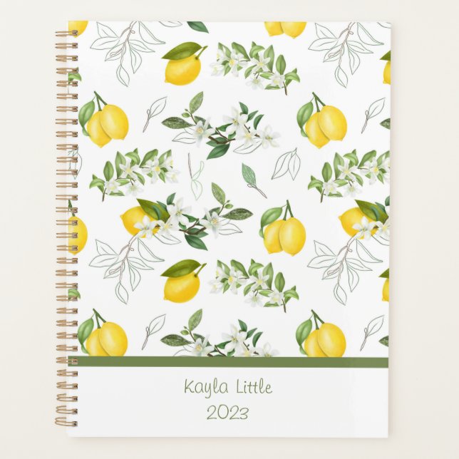 Planificateur personnalisé citron et fleur (Devant)