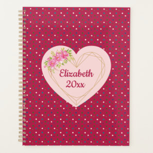 Planificateur Personnalisé Cœur Doré Floral Magent