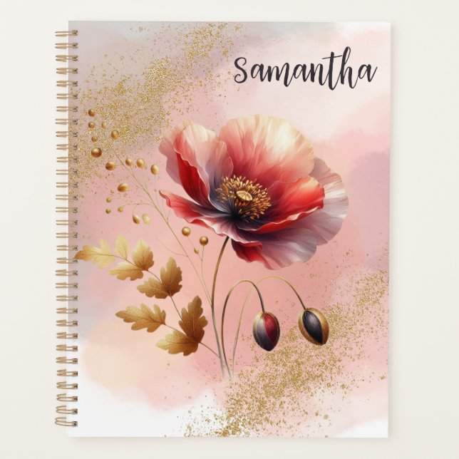 PLANIFICATEUR PERSONNALISÉ GLITTERY GOLDEN POPPY (Devant)