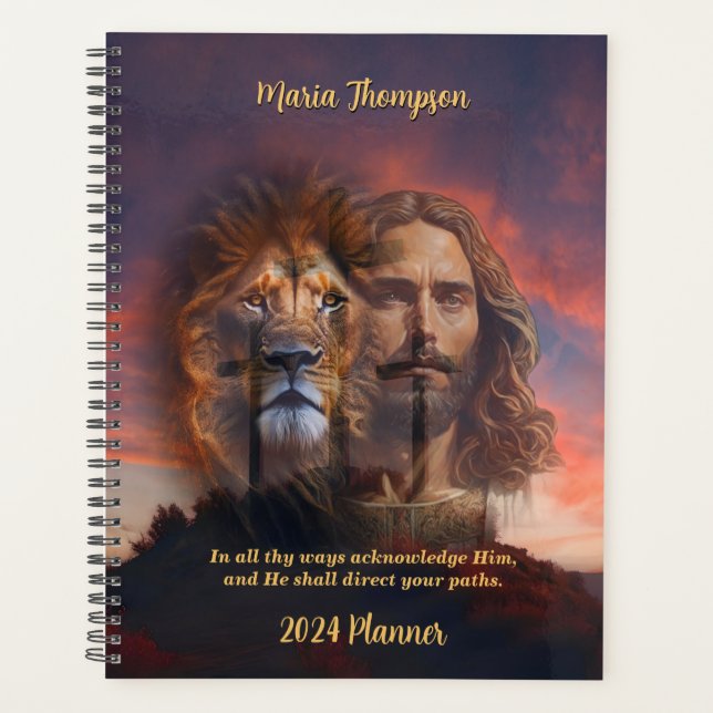 Planificateur personnalisé Jésus Lion Sunset Cross (Devant)