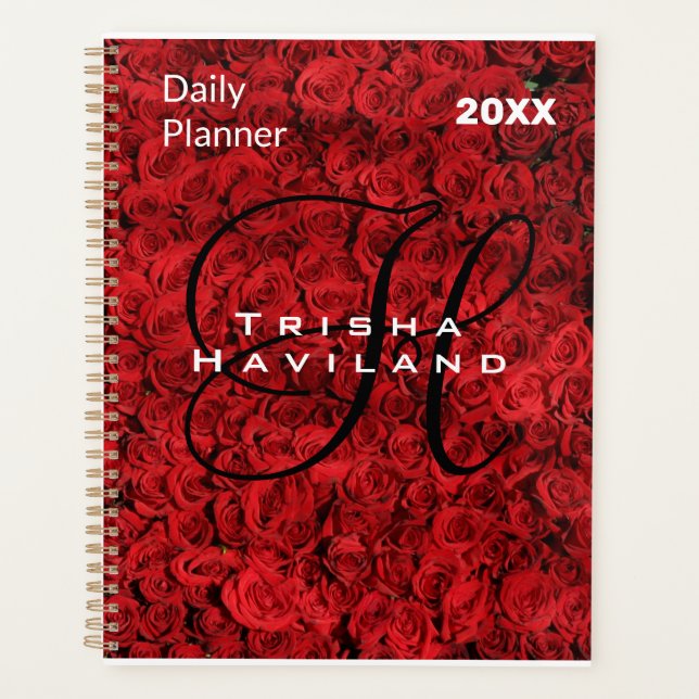 Planificateur quotidien avec Monogramme - Roses ro (Devant)