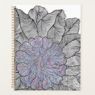 Planificateur quotidien floral abstrait dessiné à