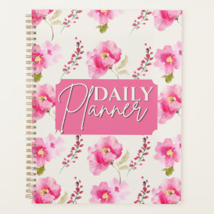 Planificateur quotidien floral aquarelle rose vibr