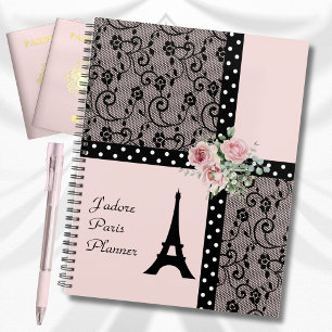 Planificateur romantique à pois roses de Paris Fra