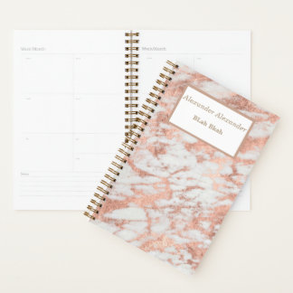 Planificateur rose en marbre doré