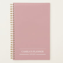 Planificateur Rose Poussiéreuse 2026 | Nom et Anné