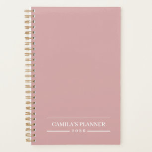 Planificateur Rose Poussiéreuse 2026 Nom et Anné