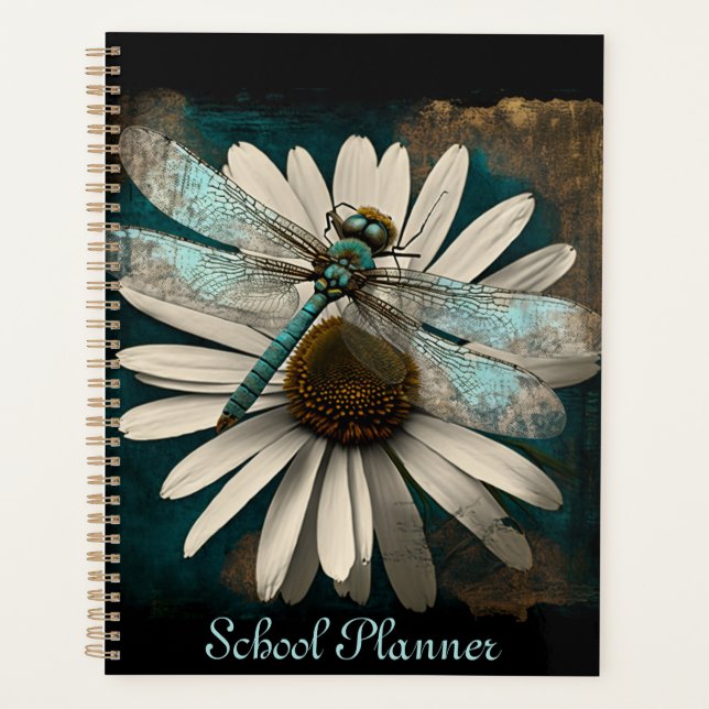 Planificateur scolaire avec libellule et marguerit (Devant)