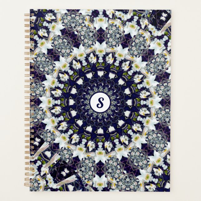 Planificateur Spiral Mandala bleu et blanc personn (Devant)