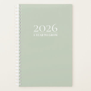 Planificateur Vert Sauge 2026 Titre et Initiales