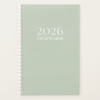 Planificateur Vert Sauge 2026 | Titre et Initiales