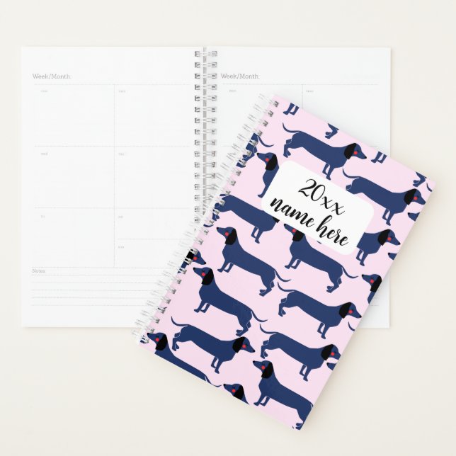 Planificateur Wiener Dog personnalisé (Devant avec enveloppe)