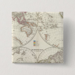 Planiglob der Erde Atlas Map 2 Inch Square Button