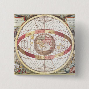 Planisphere, from 'Atlas Coelestis' 2 Inch Square Button