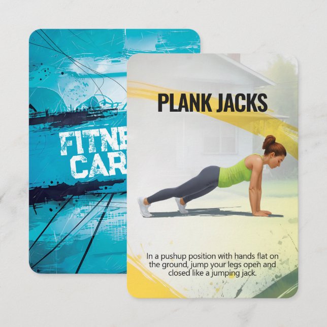 Plank Jacks Fitness Card with Blue Backing (Front/Back)