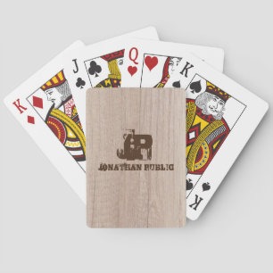 Plank Wood Board Look Monogram Custom Template Playing Cards