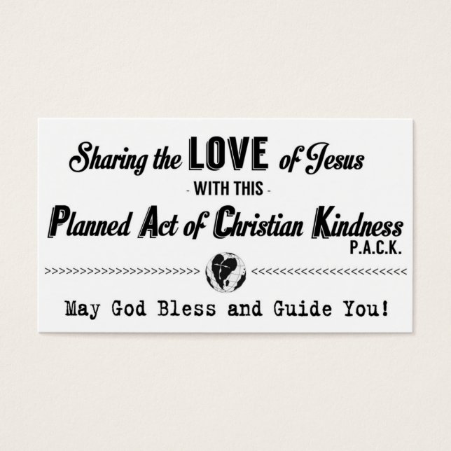 Planned Act of Christian Kindness (P.A.C.K.) Card (Front)