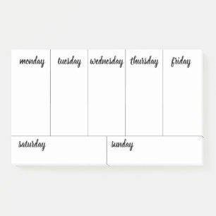 Planner Customizable 7 Day Tear Away Calendar Post-it Notes