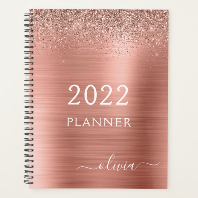 Planner de Parties scintillant rose brillant Rose  (Devant)