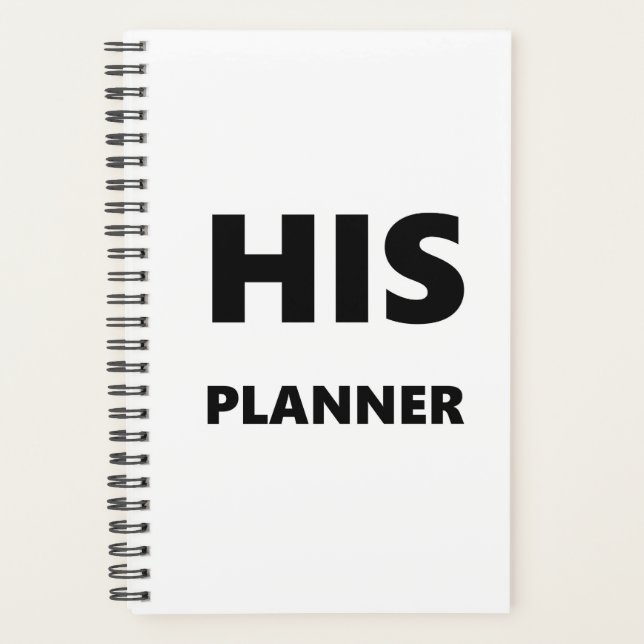 Planner For Men His Planner White Font Black (Front)