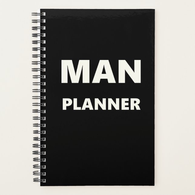Planner For Men Man Planner White Font Black (Front)