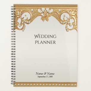 Planner Gold Ornate White Pearls