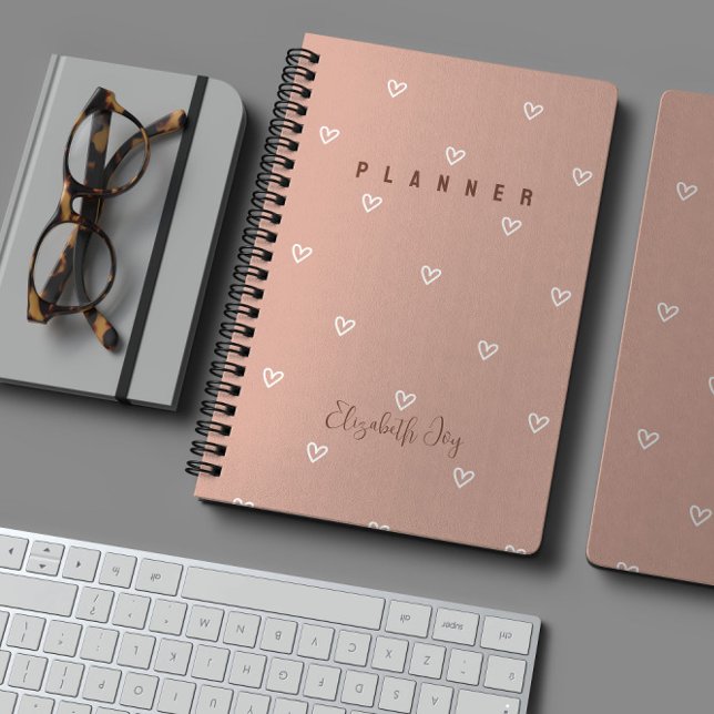 Planner Personnalisable Minimal Coeurs Roses (Créateur téléchargé)