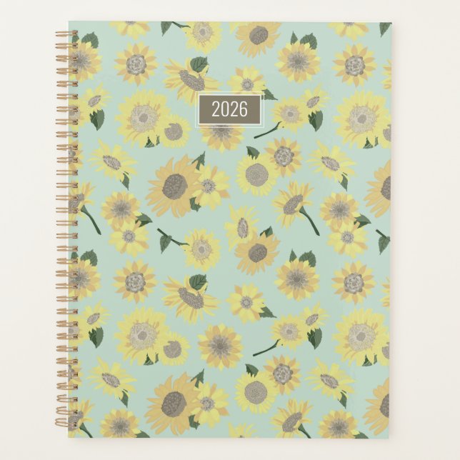 Planner Sunflower Yellow Orange Floral (Front)