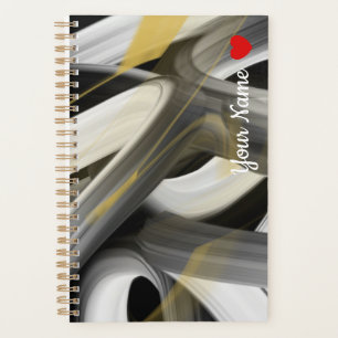 Planner Trend Abstract Art Black White Gold