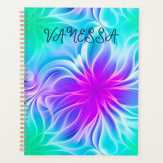 Planner vert rose fluorish art fractal (Devant)