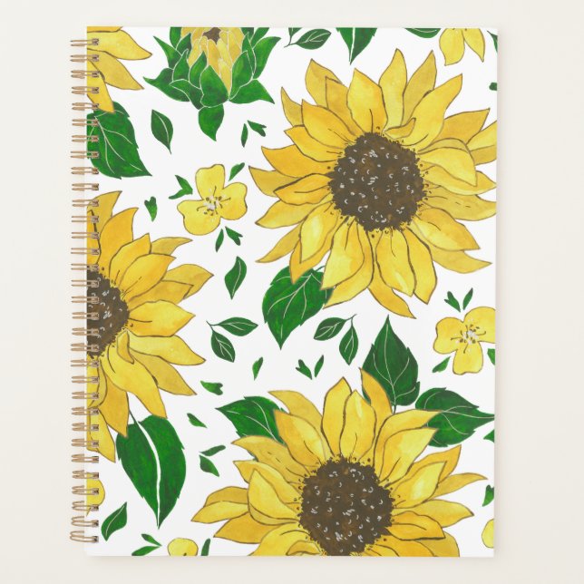 Planner Watercolor Sunflower Pattern  (Devant)